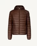 Nico Chocolate Lightweight Hooded Down Jacket