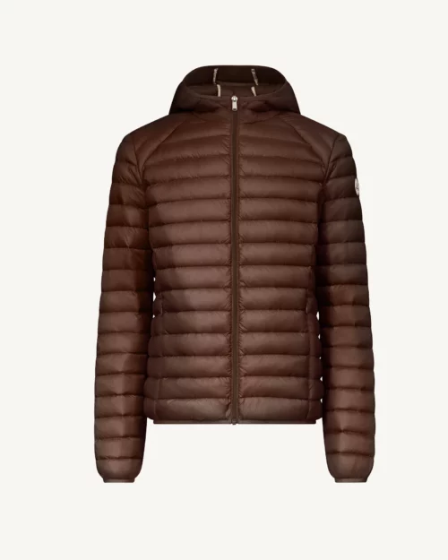 Nico Chocolate Lightweight Hooded Down Jacket