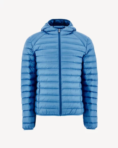Nico Denim Blue Lightweight Hooded Down Jacket