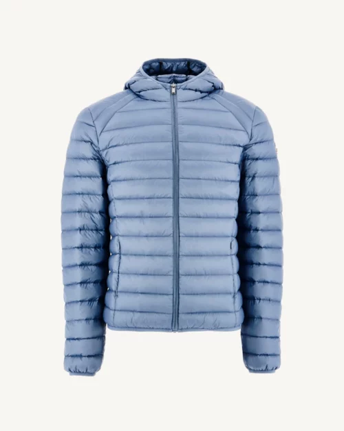Nico Washed Blue Lightweight Hooded Down Jacket