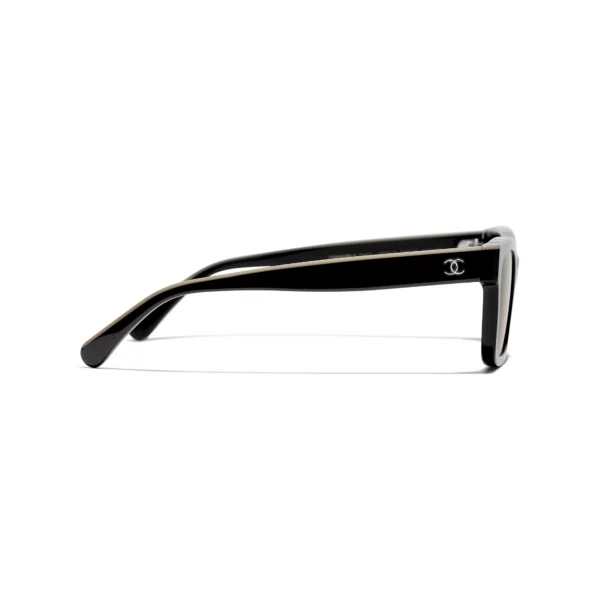 Square Sunglasses - Black & Beige. Lenses: Brown - Image 3