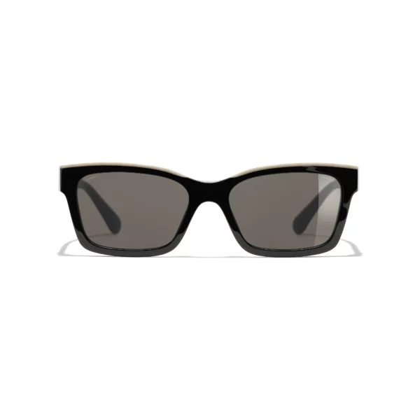 Square Sunglasses - Black & Beige. Lenses: Brown - Image 2