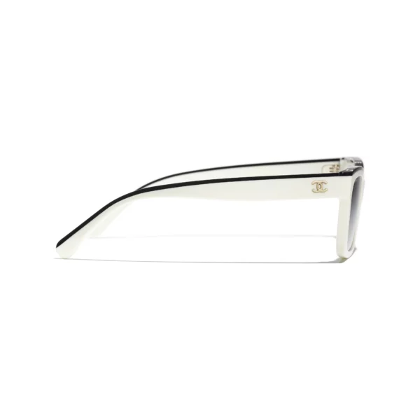 Square Sunglasses - Black & White. Lenses: Grey, Gradient - Image 3