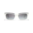 Square Sunglasses - Black & White. Lenses: Grey, Gradient