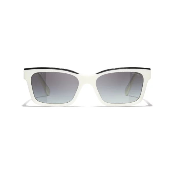 Square Sunglasses - Black & White. Lenses: Grey, Gradient - Image 2