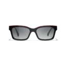 Square Sunglasses - Black & Red. Lenses: Grey, Polarized, Gradient