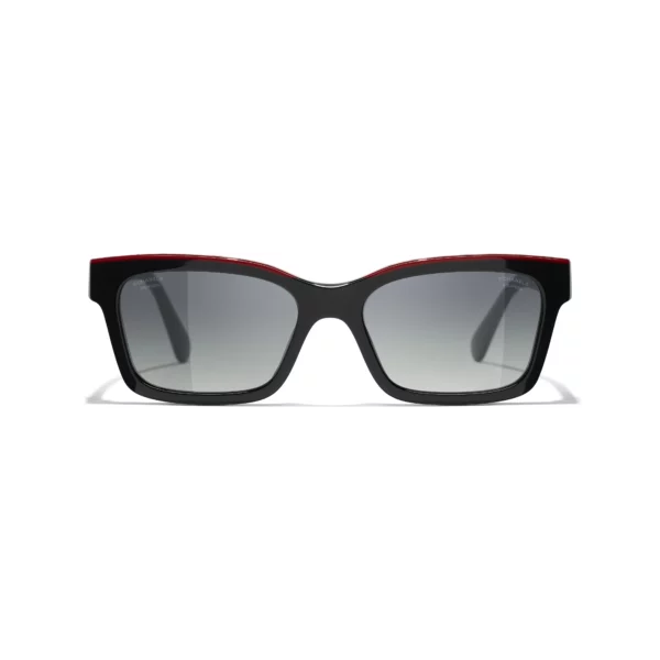 Square Sunglasses - Black & Red. Lenses: Grey, Polarized, Gradient - Image 2
