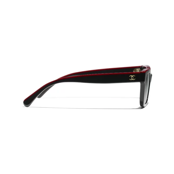 Square Sunglasses - Black & Red. Lenses: Grey, Polarized, Gradient - Image 3