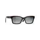 Square Sunglasses - Black & Red. Lenses: Grey, Polarized, Gradient